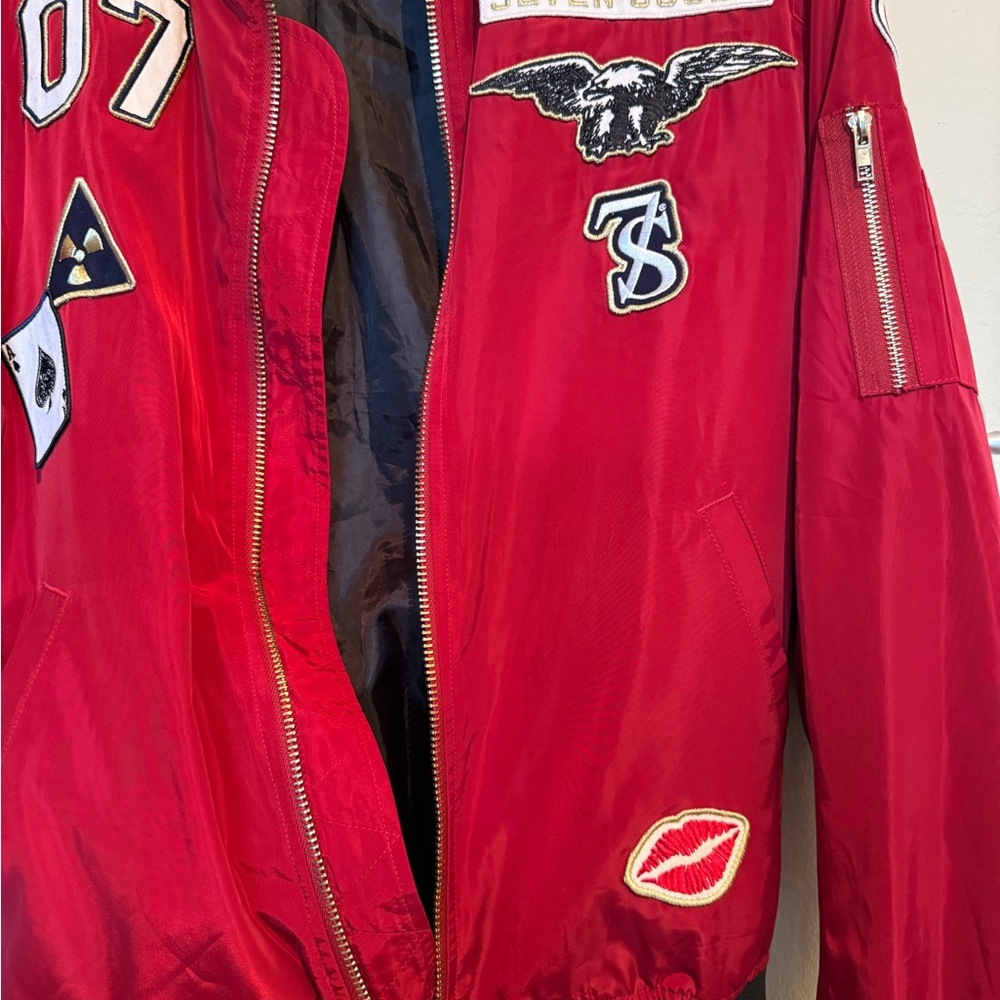 Seven souls 🇺🇸SALE Red Bomber Jacket - Picture 4 of 8